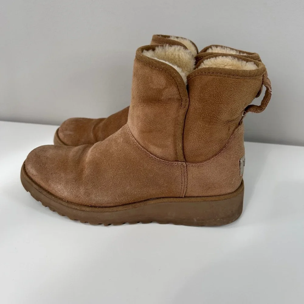 UGG Amie Boots‎ Womens 6 Chestnut Good Suede Shearling Mid Calf 1012497